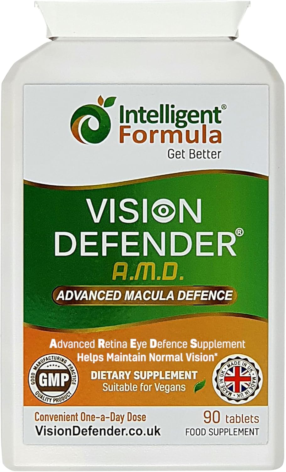 AREDS2 VISION DEFENDER AMD Supplément: lutéine, zéaxanthine, zinc, vitamine E - Formule AREDS 2 vitamines oculaires, minéraux, nutriments pour les yeux - Fourniture en 3 mois (90 comprimés)