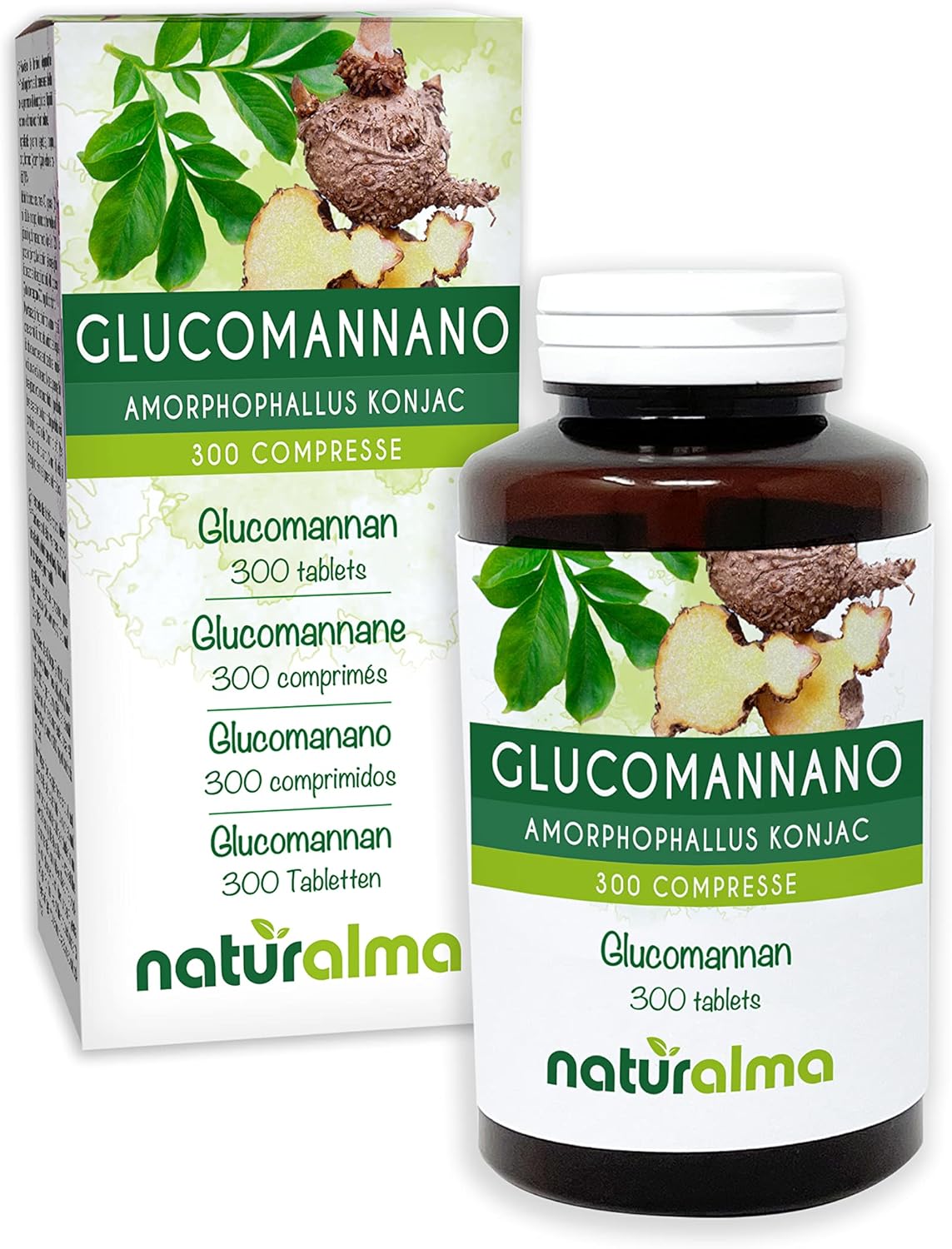 Glucomannane (Amorphophallus konjac) racines Naturalma - 150 g - 300 comprimés - Complément alimentaire - Naturel et Végétalien