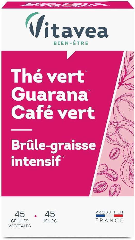 VITAVEA BIEN-ETRE - Complément Alimentaire Minceur - Brûleur de Graisse Intensif Puissant, Perte de Poids - Thé Vert, Guarana, Café vert – 45 gélules - Cure de 45 jours - Fabriqué en France Format 45 gélules