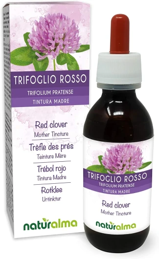 Trèfle des prés ou Trèfle violet (Trifolium pratense) herbe avec fleurs Teinture Mère sans alcool Naturalma - Extrait liquide gouttes 120 ml - Complément alimentaire - Végétalien ou végan Sans alcool 120 ml (Lot de 1)