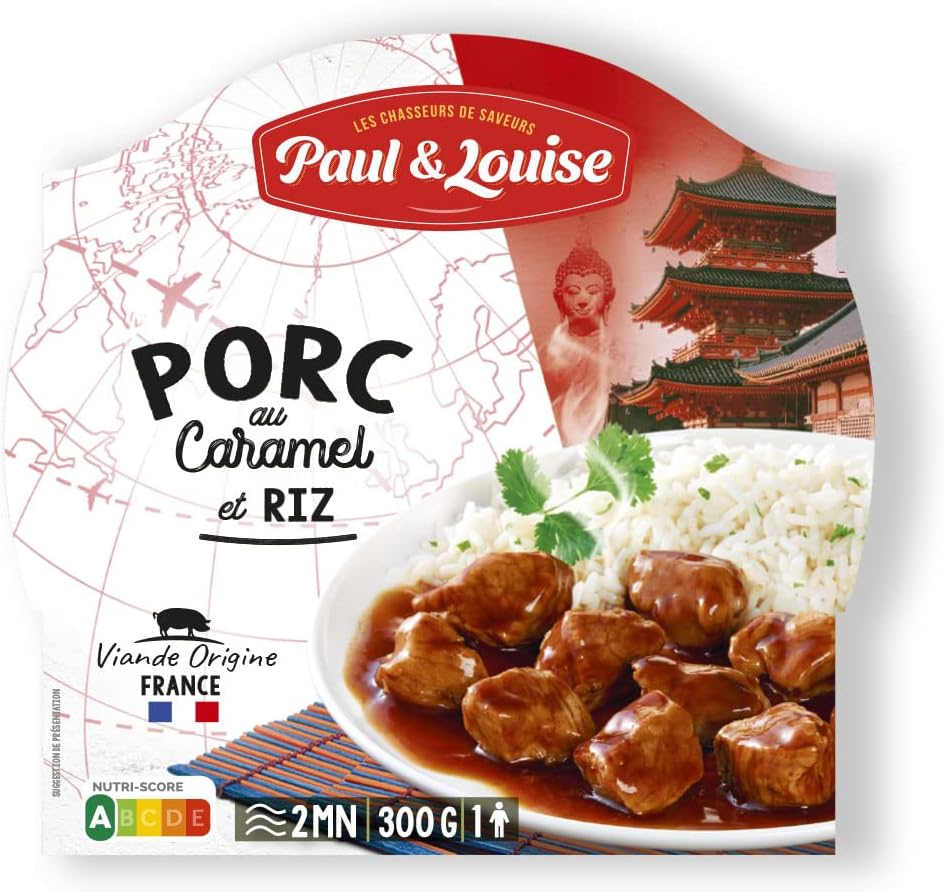 Paul & Louise Porc au Caramel & son riz 300g - Prêt en 2 min- 100% viande origine France 300 g (Lot de 1)