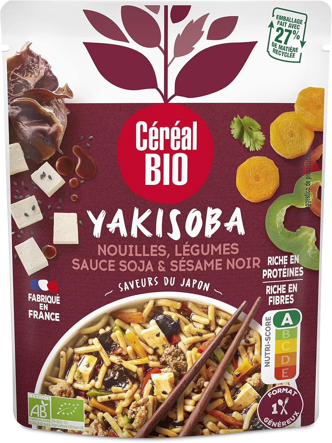 Yakisoba Légumes Sésame - Sachet Micro-ondable, Rapide à Réchauffer - Végétarien et Bio - 240g - 219608 Yakisoba Légumes Sésame 240 g (Lot de 1)