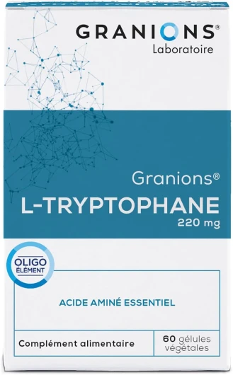 L-Tryptophane - Complement alimentaire serotonine - L-Tryptophane 220mg avec Vitamine B6 + Magnésium - Régulation de l'humeur et du sommeil, coupe faim - Made in France - 60 gélules