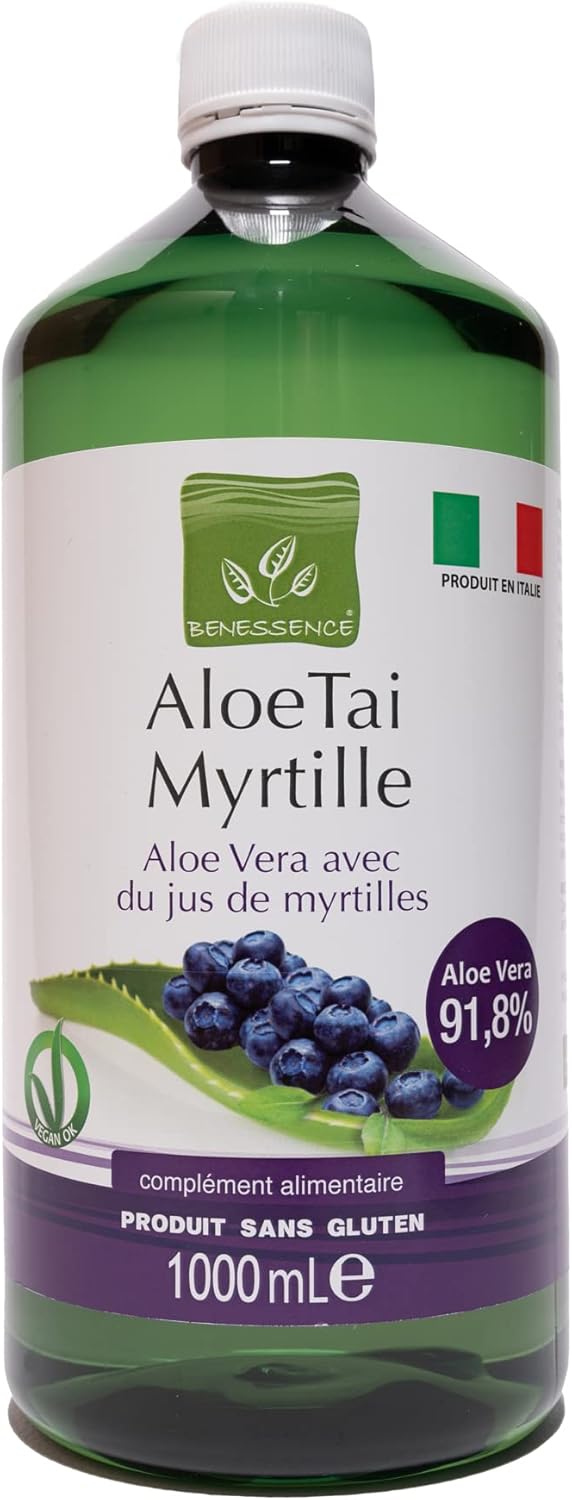 Aloe Myrtilles: Jus d'Aloe Vera aux Myrtilles - 1L Aloe Vera aux Myrtilles 1 l (Lot de 1)