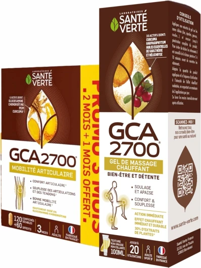 Santé Verte - Confort Articulations GCA 2700 KIT COMPLET - 3 Mois de traitement + Gel de MASSAGE