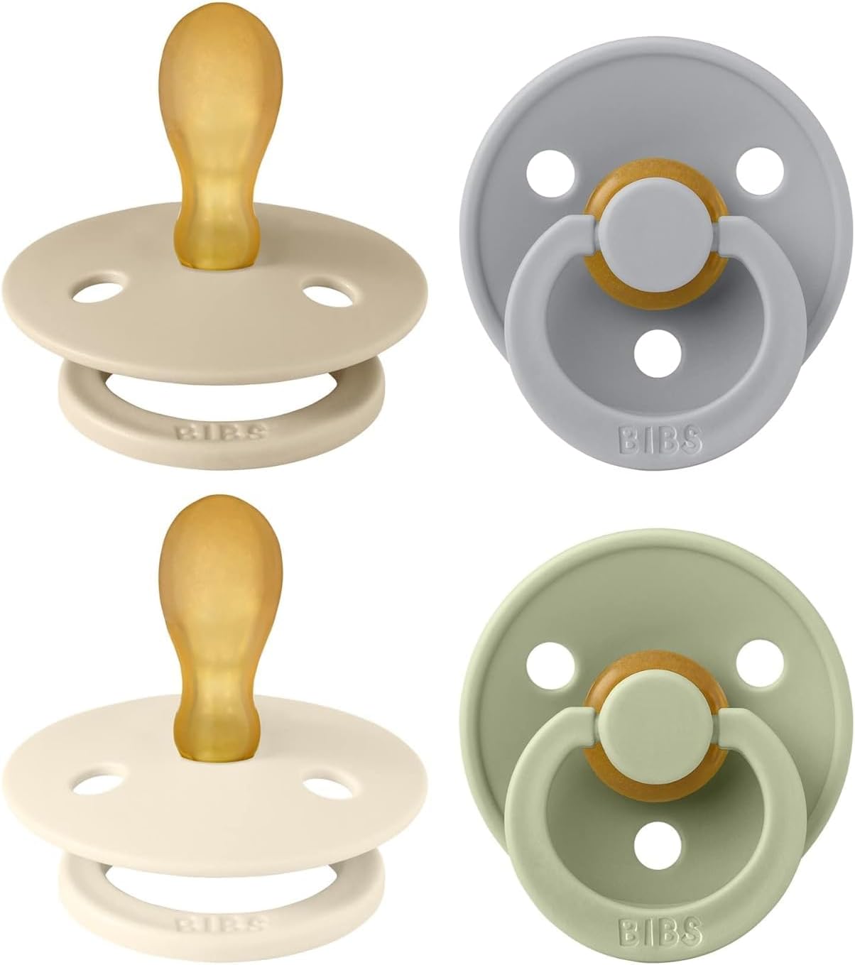 Colour Symmetrical, Lot de 4 sucettes, sans bisphénol A, Téterelle symétrique - Latex de caoutchouc naturel, Fabriqué au Danemark - 6-18 mois (lot de 4), Cloud Mix Cloud Mix Taille 2 (Lot de 4)