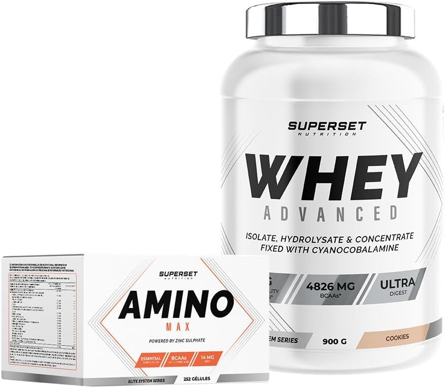 Programme Prise De Muscle Sec Débutant - 100% Whey Proteine Advanced 900g Cookies - Amino Max - Gagne en muscle tout en conservant un physique sec et dessiné en 4 semaines