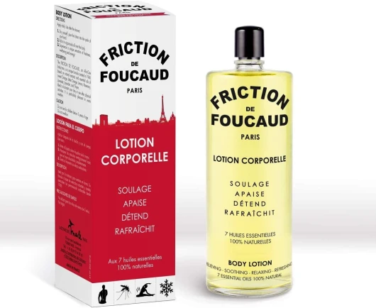 Foucaud - LA FRICTION - Lotion corporelle, Soulage, apaise, détend, rafraîchit, 7 Huile essentielle 100% naturelle - Huile corps - Marque Française depuis 1946 - Flacon Verre 500ml 500 ml (Lot de 1)