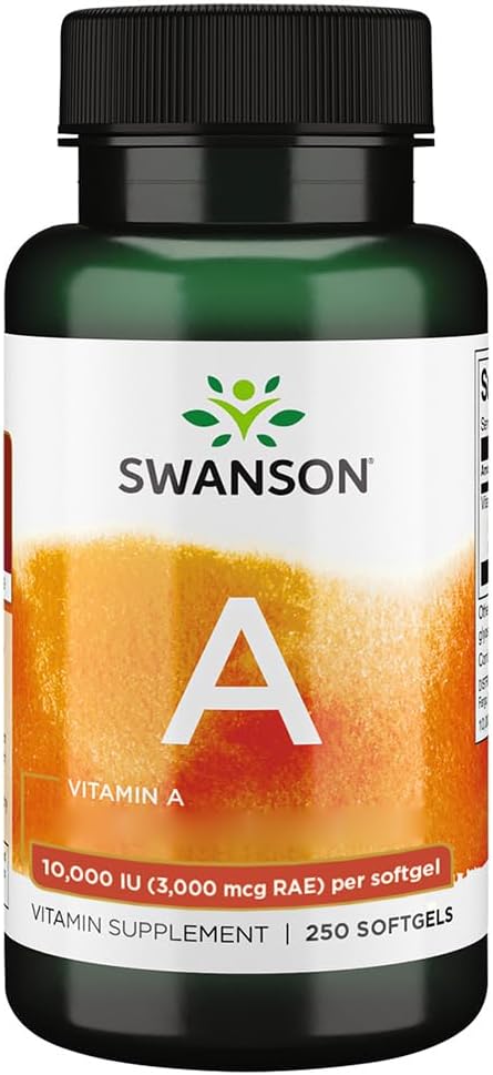 , Vitamine A 10.000IU (3.000mcg), avec Huile de Foie de Morue, 250 Capsules molles, Hautement Dosées, Testées en Laboratoire, Sans Soja, Sans Gluten, Sans OGM