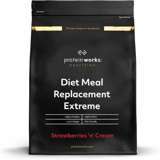 Substitut De Repas Diététique Extrême - Repas complet 200 calories - Perte de poids - Healthy diet - 16 Servings - Fraises à la Crème - 1kg Fraise à la Crème 1 kg (Lot de 1)