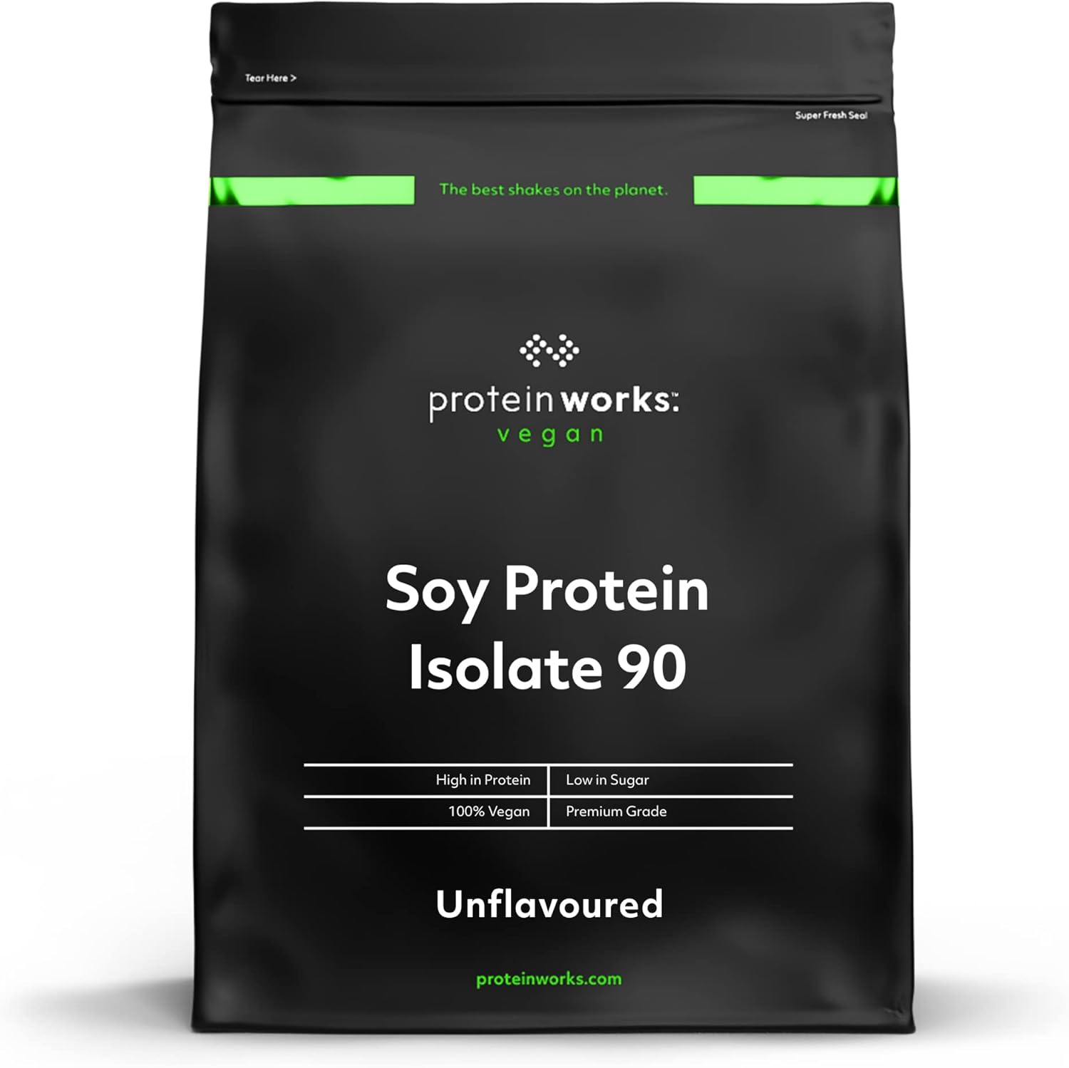 Protéine de Soja 90 (Isolat) en Poudre - 100% D'Origine Végétale - Faible Teneur en Matières Grasses - Sans Sucre Ajouté - Sans Gluten - THE PROTEIN WORKS - Nature - 1kg Nature 1 kg (Lot de 1)