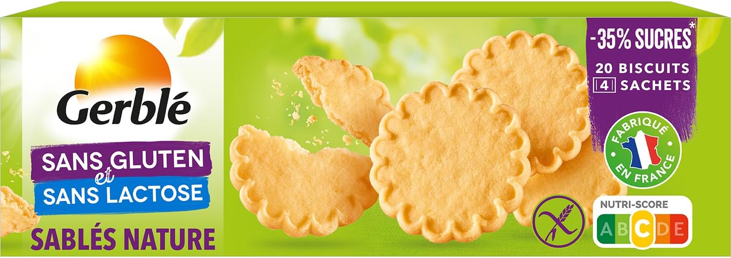 Sablés Nature, Sans Gluten & Sans Lactose, 20 Biscuits, 120 G, 205725