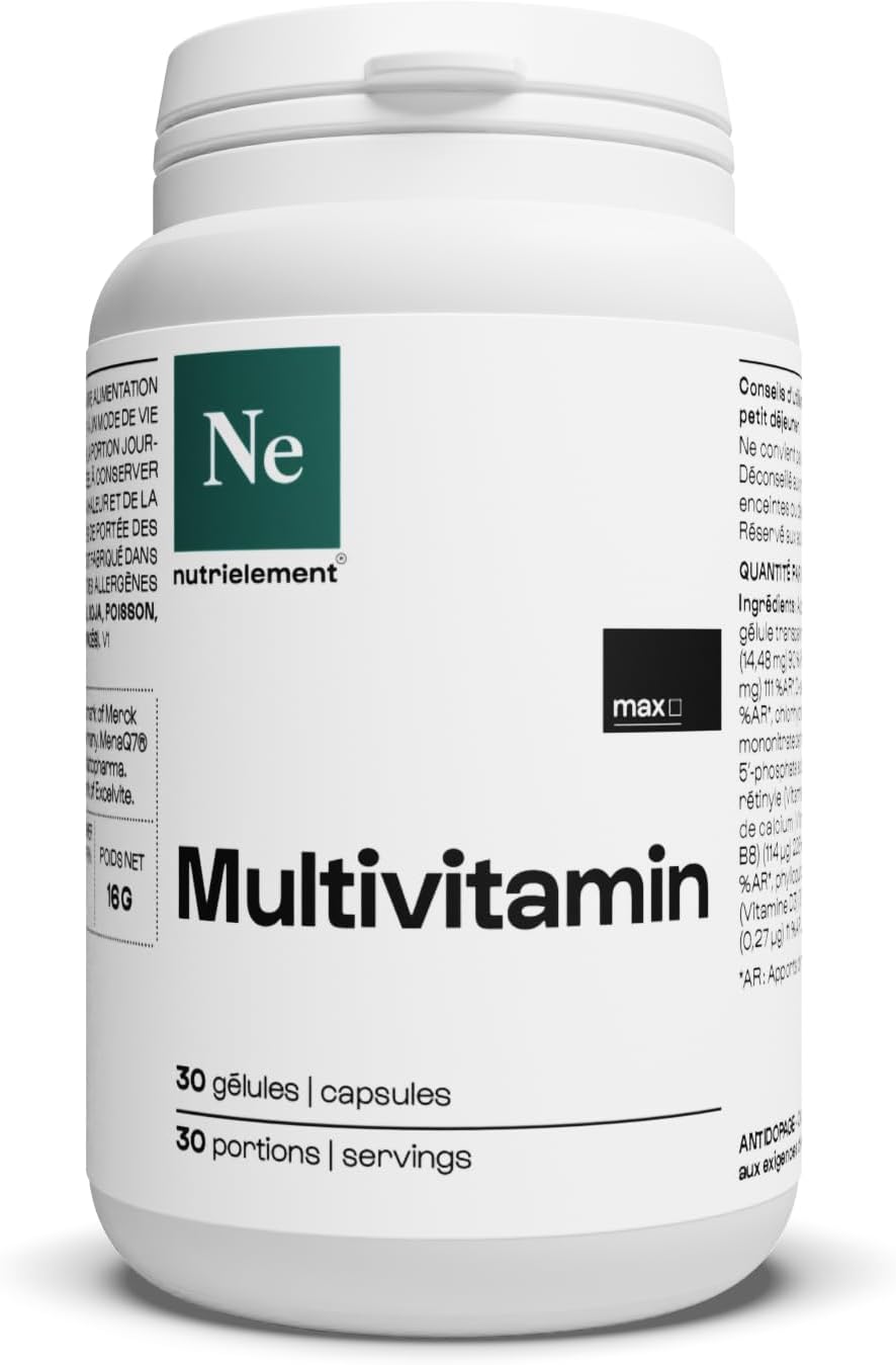 Nutrielement - Multivitamines 13 vitamines - Riche en vitamine D, C, E, B3, B5, B6, B1 • Santé et Sport • Renforcement Immunitaire • Antioxydant - By Nutrimuscle (30 unité (Lot de 1))