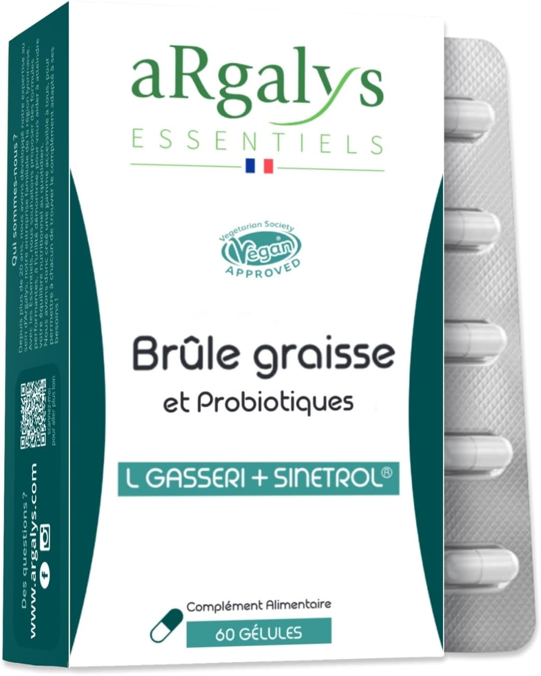 Bruleur de graisse, Formule avec Guarana, Sinetrol® & Probiotiques - Perte de Poids Rapide, Boost du Métabolisme & Digestion, Cure de 1 mois (60 Gélules), Fabriqué en France, Vegan