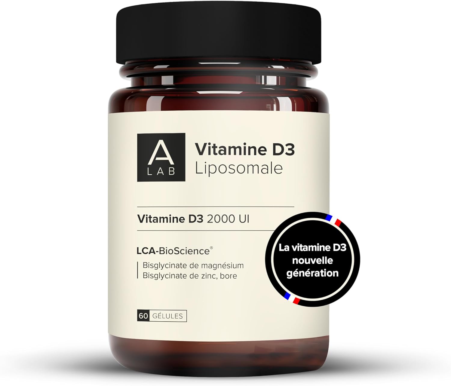 A-LAB Vitamine D3 Liposomale 2000 UI - Assimilation Renforcée - Complément Alimentaire Défenses Naturelles, Immunité, Musculaire - 60 gélules, 60 jours de prise - Fabriqué en France