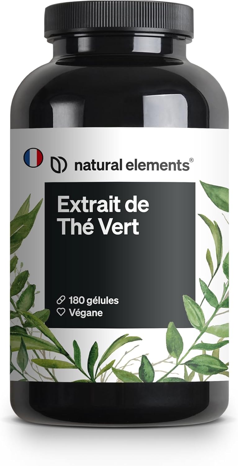 Extrait de thé vert – 180 gélules – 1998 mg par dose journalière – riche en EGCG et polyphénols – végane, hautement dosé, sans additifs – fabriqué et contrôlé en laboratoire en Allemagne