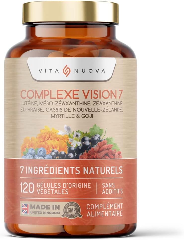 Complément alimentaire pour les yeux - 120 capsules - Contient de la lutéine, zéaxanthine, myrtille, baies de goji et euphrasie - Fabriqué UK (120 Capsules - Bouteille) 120 unité (Lot de 1)
