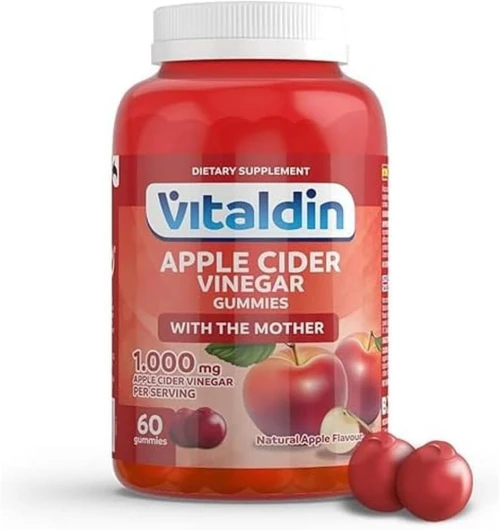Apple Cider Vinegar Gummies – 1.000 mg par dose – 60 Gommes (pour 1 mois); Vinaigre de Cidre de Pomme avec Vitamine B12 et Acide Folique – Superaliment Detox – Vegan & Sans Gluten