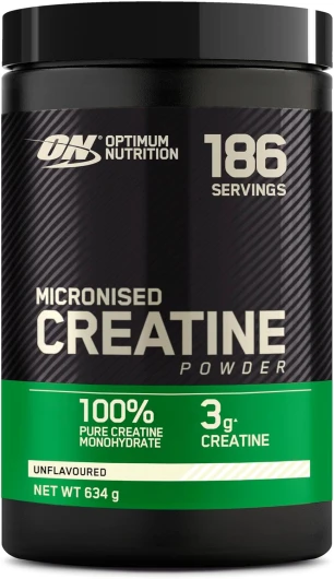Micronised Creatine Powder, Créatine Monohydrate en Poudre 100% Pure pour la Performance et la Puissance Musculaire, non aromatisé, 186 Portions, 634 g