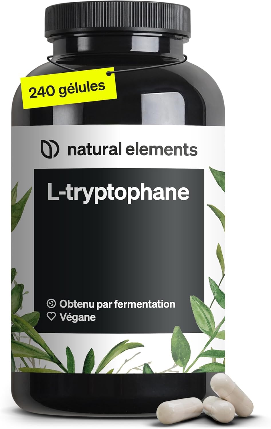 L-Tryptophane 500mg par Capsule – 240 Capsules (8 mois d'approvisionnement) – Complément pour Améliorer la Qualité de Sommeil – Tryptophane Relaxant Anti-Stress – 100% Végétalien