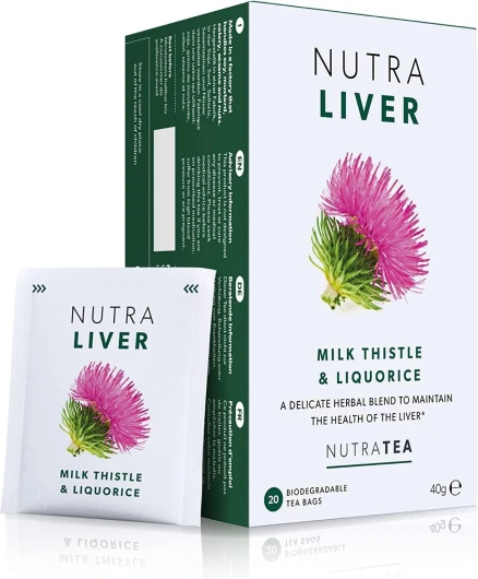 NutraLiver - Thé détox foie et intestin - Chardon marie tisane - Detoxifiant foie - Tisane foie - Nettoyage foie - 20 Sachets de thé enveloppés - par NutraTea 20 Unité (Lot de 1)