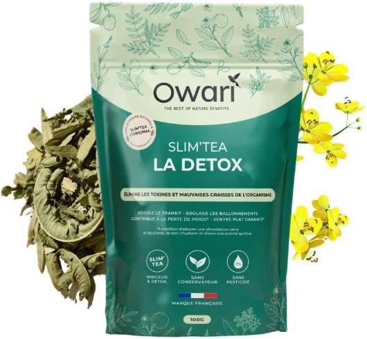 OWARI SLIM TEA Thé Détox - Soutien Régime Naturel - Cure Detox 15 jours - Thé en Vrac 100 g - Boisson 100% Naturelle et Produite en France