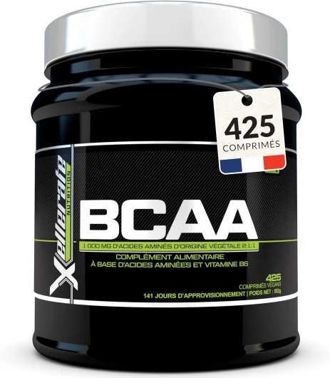 BCAA 2:1:1 3000mg - 425 Comprimés Végan - Acides Aminés à Chaîne Ramifié L-Leucine, L-Isoleucine, L-Valine et Vitamine B6 - Xellerate Nutrition