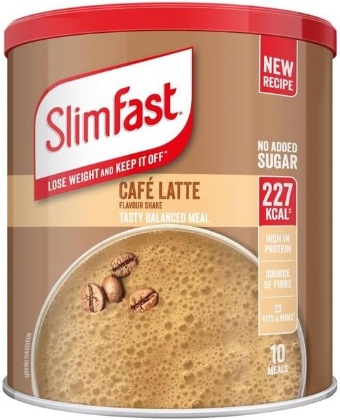 SlimFast Milkshake Poudre Café au Lait I Shake diététique hypocalorique à haute teneur en protéines I Poudre de régime pour un régime de contrôle du poids I Seulement 225 calories par shake protéiné I