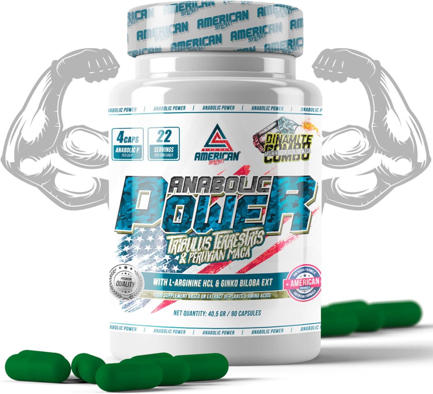 Pouvoir anabolisant - 90 Gélules - Saveur Neutre - Anabolisant naturel - Aide à Augmenter votre Masse Musculaire - Enrichi en Ginkgo Biloba