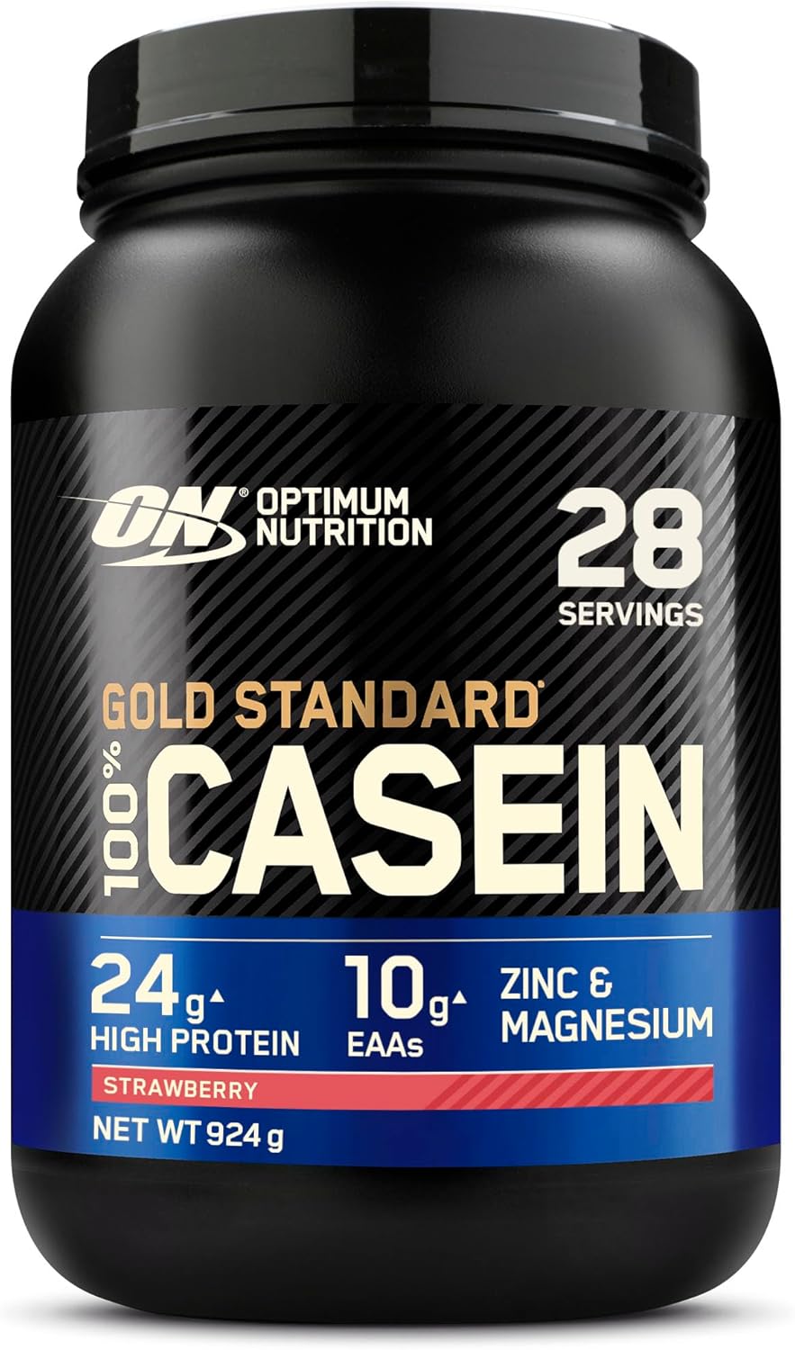 Gold Standard 100% caséine protéine en poudre avec zinc, magnésium et acides aminés, favorise croissance & réparation musculaire de nuit, saveur Délice de Fraise, 28 doses, 924 g Fraise 28 Portions (Lot de 1)
