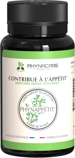 FENUGREC et GENTIANE JAUNE, 30 gélules VÉGÉTALES facilitant la prise de poids et la digestion, cure de 10 jours, fabriqué en France, 100% naturelles - PHYNAPPÉTIT -, 1.0 unité