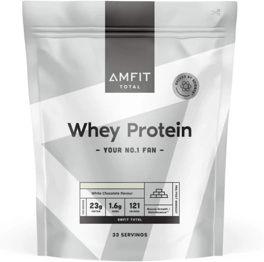 Marque Amazon - Amfit Nutrition Protéines de Lactosérum, Saveur Chocolat Blanc, 33 portions, 1 kg (Lot de 1) Chocolat Blanc 1 kg (Lot de 1)