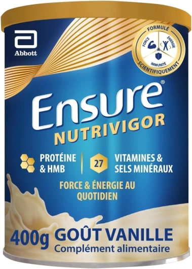 NutriVigor - Complément alimentaire avec protéines, 27 vitamines et minéraux et HMB - Pour une alimentation saine et équilibrée - Vanille- 1 x 400 g 400g