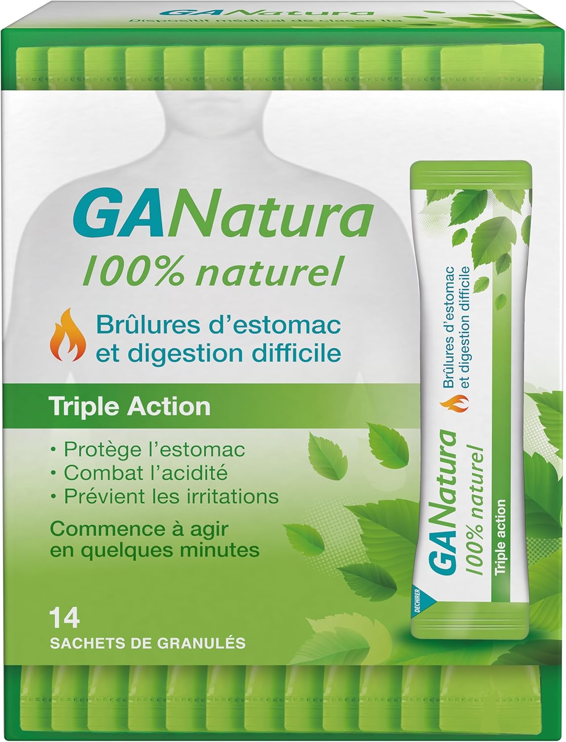 GANatura - 100% Naturel - Brûlures d'estomac et digestion difficile - 14 Sachets - Format Pratique