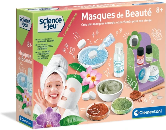 Science & Jeu Masques De Beauté pour Enfant 8 Ans+ - Crée Tes Propres Soins Naturels - Argile Verte & Rose - Arôme Barbe À Papa - Activité Spa DIY - Coffret Cosmétique Éducatif