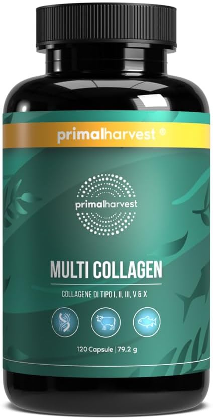 ® Multi-Collagen- 120 capsules de collagène hautement dosées- Premium Complex pour les cheveux, la peau, les ongles, les articulations & les intestins- sans gluten et soja Plantes