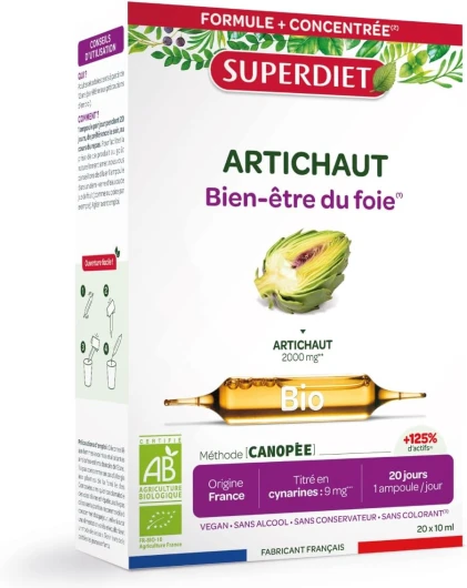 ARTICHAUT BIO – Bien-être du foie – Phytothérapie – Fabrication Française – 20 ampoules de 10 ml