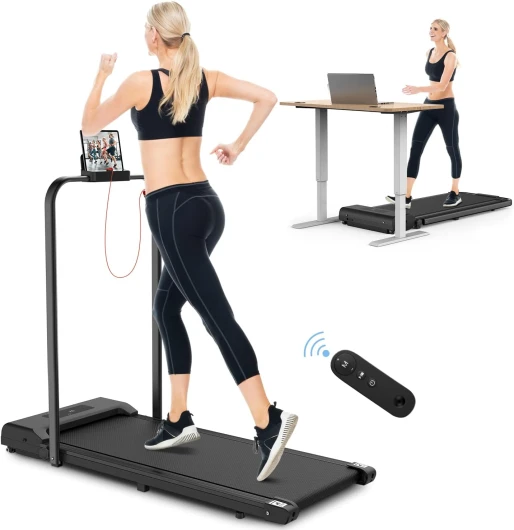 Tapis Roulant électrique Pliant 2 en 1,Walking Pad 10 km/h,2.5HP,Tapis de Course Extra Large 43cm,avec télécommande et écran LCD Cadre renforcé et Poids Maximum de 265 LB for Home Office Noir
