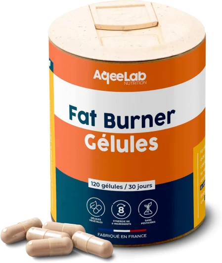 Bruleur de graisse • Carnitine CARNIPURE® - Thé vert - Guarana • 1 mois • Déstockage des graisses - Boost du métabolisme - Énergie • Testé en laboratoire • Made in FR • Aqeelab Fat Burner