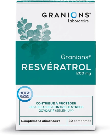 Resvératrol GRANIONS - Complément alimentaire anti âge - Trans resveratrol 200mg avec Selenium + Renouée du japon - Anti age, antioxydant, protection cellulaire - Made in France - 30 gélules RESVÉRATROL - 30 gélules