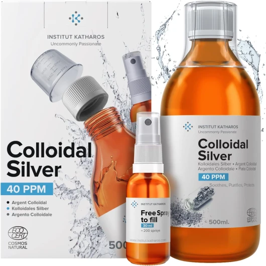 Argent Colloïdal 500mL ● 40 PPM 100% Naturel ● Spray 30mL à Remplir ● Concentration Supérieure, Particules plus Petites : Meilleurs Résultats ● Certifié par 3 Laboratoires ● Fabriqué en France - 500 ml (Lot de 1)