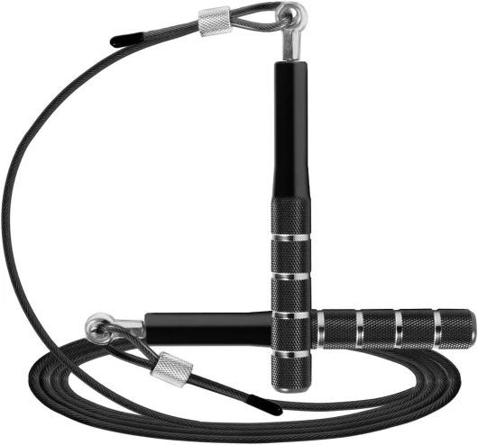 Corde à sauter, corde à sauter de vitesse Wastou pour l'exercice de remise en forme, corde à sauter réglable pour adultes pour hommes, femmes, enfants, filles Noir