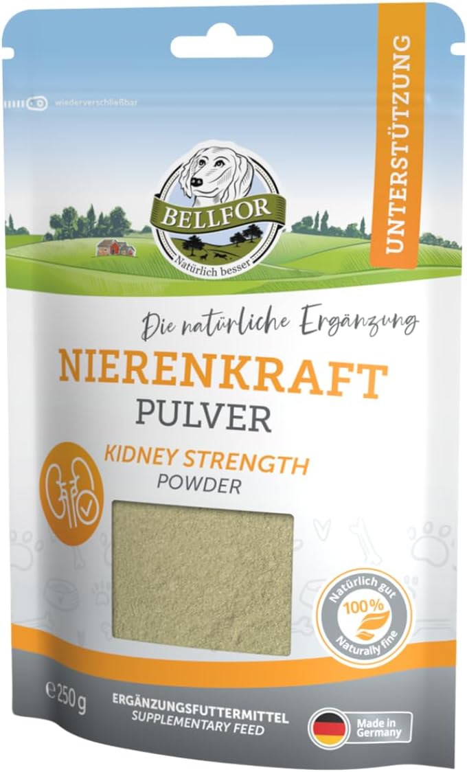 Bellfor Poudre pour la Force des Reins Complément Alimentaire pour Chiens des Herbes soigneusement équilibrées soutiennent la Fonction rénale de Votre Chien sur Le Plan nutritionnel 250 g Poudre 250 g (Lot de 1)