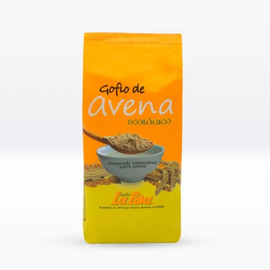 Gofio La Piña - Gruau Bio Gofio 450g - Source de protéines végétales - Riche en fibres et minéraux - Sans gluten - Aliment énergétique - Effet rassasiant naturel - Poudre d’avoine bio polyvalente
