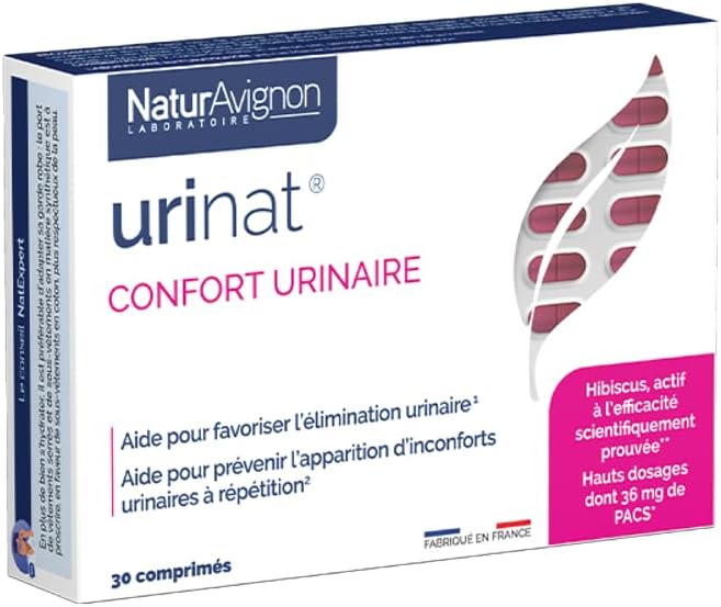NaturAvignon Urinat - complement alimentaire confort urinaire et intime - Cranberry canneberge hibiscus et orthosiphon - 36 mg de PACs - flore intime - Efficacité prouvée - 30 comprimés (15jours)