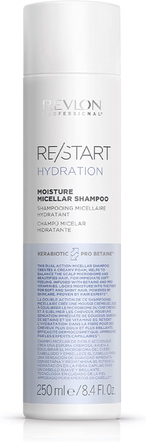 Revlon Professional Re/start Hydratation - Shampoing Hydratant - Soin Cheveux Normaux à Secs - Shampooing pour Cheveux Plus Doux & Frisottis Contrôlés - 250 ml Shampooing micellaire hydratant