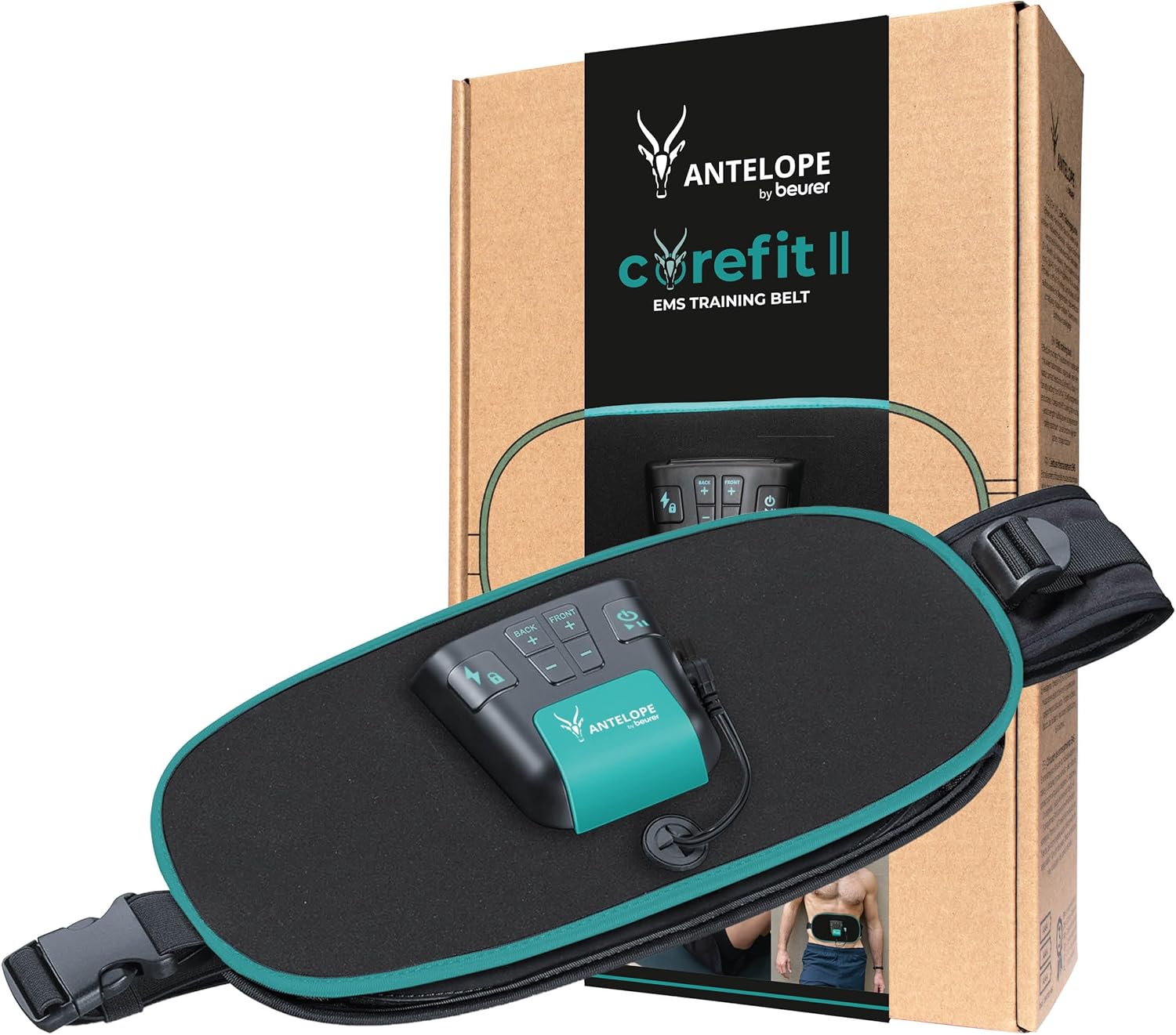 Corefit II by Antelope Ceinture d'entraînement, stimulation ciblée des muscles abdominaux et dorsaux, efficace pour la construction musculaire et la combustion des graisses, 9 programmes Pour les abdominaux et dorsaux avec 9 programmes