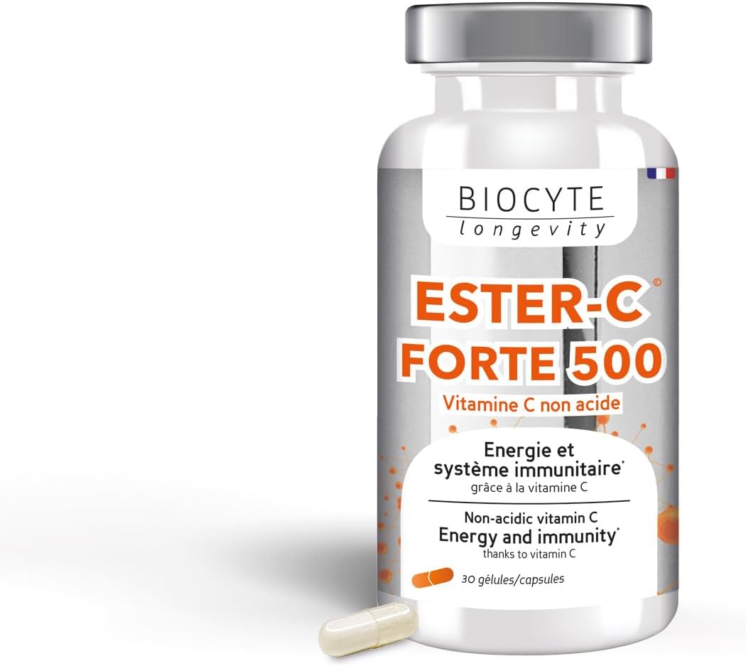 BIOCYTE Ester-C Forte - Complément Alimentaire Energie et Système Immunitaire - A base de Vitamine C - 30 Gélules - Programme de 15 à 30 jours