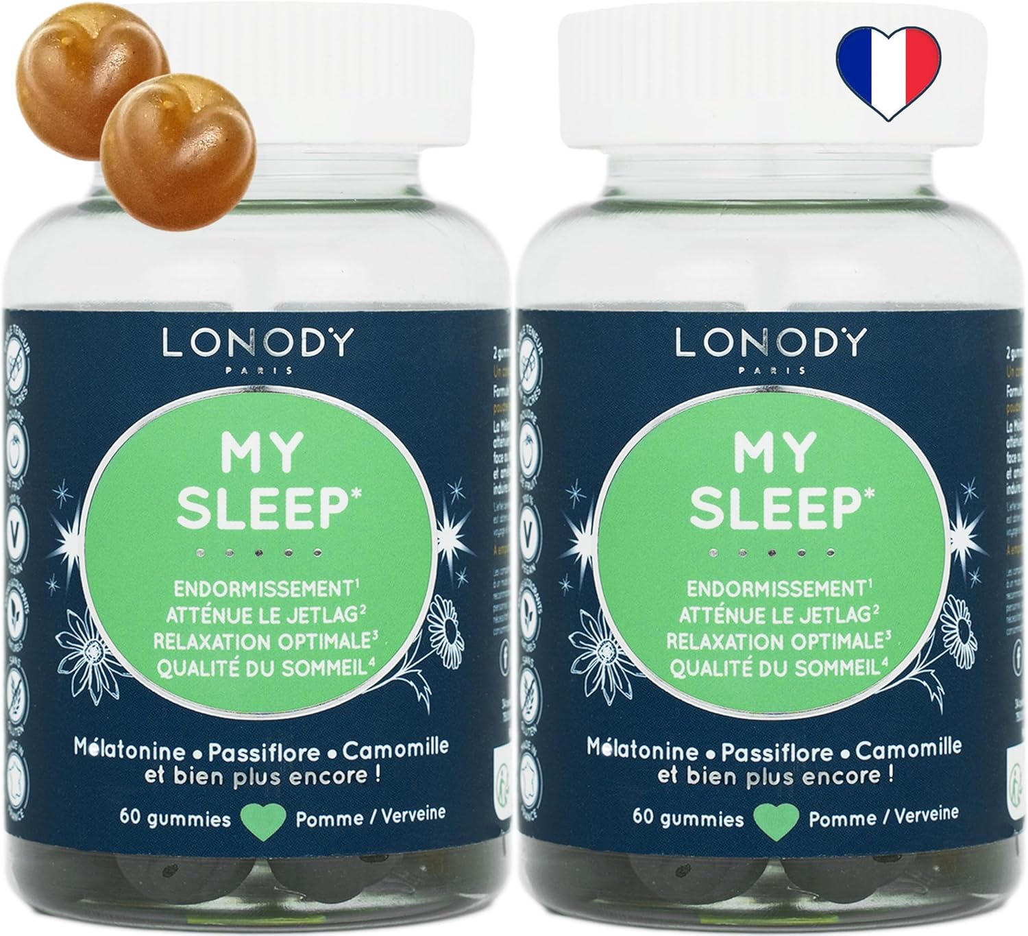 Pack 2 mois Gummies Sommeil Extra Fort, Melatonine 1,9 mg, Valeriane, Tryptophane - Complement Alimentaire pour Dormir Rapidement, Relaxation - Mélatonine Sommeil Adulte, Sans Sucre, France