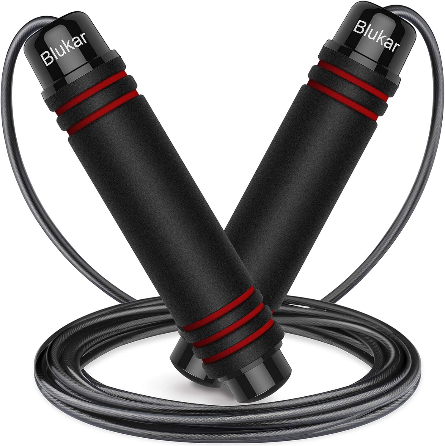 Corde à Sauter, Speed Jump Rope Réglable pour Hommes & Femmes , Roulements à Billes en Acier, Poignées Antidérapantes en Mousse, Câble en Acier pour Fitness, Crossfit, Sport, Boxe, GYM Rouge